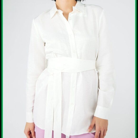 Chloe Kristyn Orange Cupro Erin Button Down Blouse - Small - Picture 5 of 5